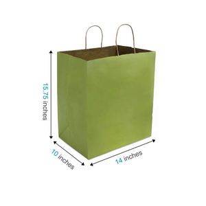 Lime Color Brown Kraft Paper <b>Bags</b> with Twisted Handles 14x10x15.75 Inches - Product Image 1