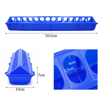 Mangeoire Portable en Plastique à 28 Trous pour Cailles et Pigeons, Boîte d'Alimentation pour Oiseaux, Auge à Poussins et Oiseaux de Ferme Avicole