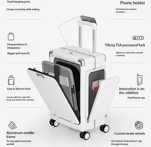 Nouvelle <span class=keywords><strong>valise</strong></span> à roulettes multifonctionnelle à trois ouvertures, ouverture frontale, poche <span class=keywords><strong>double</strong></span> face en PC, grande capacité, classique et tendance pour les voyages - Product Image 4
