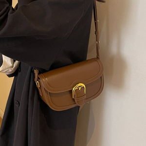 Sac bandoulière vintage marron pour femme, sac à main décontracté en cuir PU <span class=keywords><strong>de</strong></span> haute qualité avec quincaillerie dorée - Product Image 1