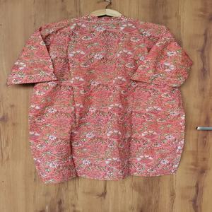 ชุดกิโมโนผ้าฝ้ายลายดอกไม้ยอดนิยม พิมพ์ลายบล็อกอินเดีย เสื้อผ้าลำลอง นุ่มสบาย ระบายอากาศได้ดี ชุดฤดูร้อน ราคาขายส่ง - Product Image 4