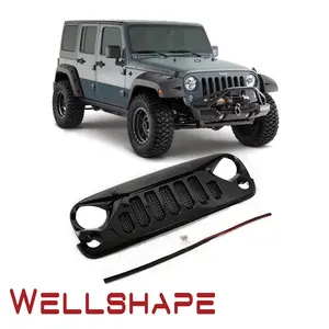 Xe Lưới Tản Nhiệt Cho 07 17 Jeep Wrangler JK USA Loại Bóng Đen Angry Skull Phong Cách Phía Trước Lưới Tản Nhiệt