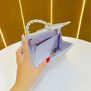 High-end Polyester Clutch <b>Bag</b> With <b>Sequin</b> Bow Design Magnetic Buckle Closure European-American Style Tanjing - Product Image 3