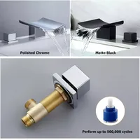AMAXO Mitigeur de baignoire couleur chrome Robinets de baignoire en laiton à double poignée cubique Robinet de baignoire douche