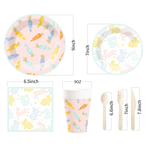 DAMAI Easter Party Theme Decor Bulk Wholesale Set Carrot Easter Rabbit Paper Plates Tablecloth Party Disposable Tableware - Product Image 5