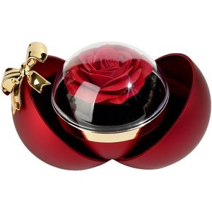 Eternal Preserved Red Rose Gift <b>Box</b> Round Magnetic Jewelry Storage Valentine'S Day Romantic <b>Present</b> For Women Her Mom Wife - Product Image 1