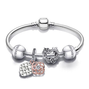 Bracciali Portafortuna in Cristallo e Argento per Donne e Ragazze, <span class=keywords><strong>Bracciale</strong></span> Originale con Perline e Catena a <span class=keywords><strong>Serpente</strong></span>, Gioielli Regalo - Product Image 4