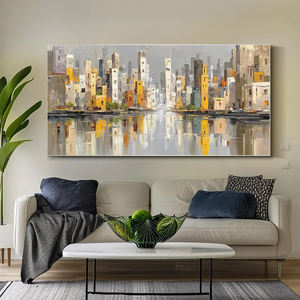 <span class=keywords><strong>Arte</strong></span> Murale di Lusso per Arredamento Casa, Stampa Artistica Astratta con <span class=keywords><strong>Riflessi</strong></span> Urbani, Dipinto a Olio su Tela Moderno di Grandi Dimensioni - Product Image 4