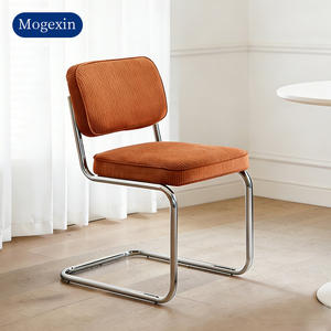 Chaises de salle à manger de luxe européennes modernes avec cadre en acier et revêtement en lin, design super confortable pour la maison, le bureau, l'école, l'entrée, l'hôtel - Product Image 1