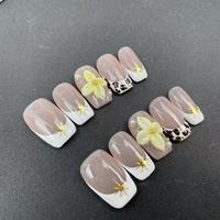 Faux ongles artisanaux de haute qualité, vente en gros d'usine, forme cercueil, style français sculpté, peints à la main, réutilisables, très demandés pour l'été