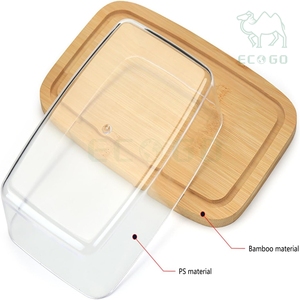 Custom Bamboo Serving Tray Butter Lunch Boxes Airtight Food <b>Storage</b> <b>Container</b> with Lid - Product Image 3