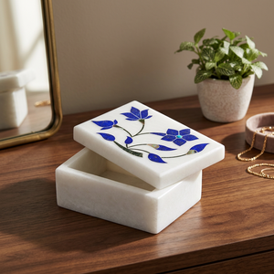 Wholesale Custom Square Marble Jewelry <b>Boxes</b> Handcrafted <b>Rings</b> Earrings Stonecrafts International Model MOP0151 Uttar Pradesh - Product Image 3