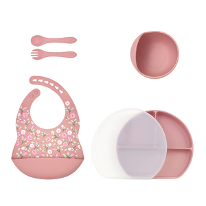 Vaisselle en Silicone pour bébé, prix d'usine, ensemble d'alimentation ODM & OEM, bavoir à motif bébé, cuillère et fourchette d'entraînement pour enfants - Product Image 4