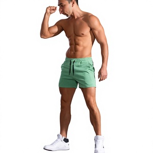 Men's Black Solid Color Front Logo Drawstring Mid Waist Casual Shorts Quick Dry Knitted Breathable 100% Cotton Made Bangladesh - Product Image 3