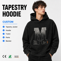 Sweat à capuche personnalisé OEM/ODM pour homme en polyester et coton, pull en tapisserie tissée, grande taille, streetwear, pull à capuche oversize pour homme