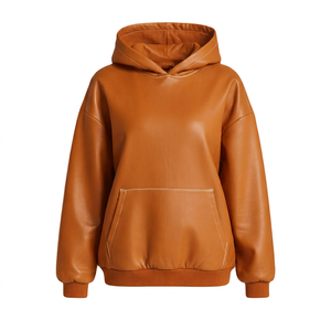 Ensemble de survêtement pour femme en cuir PU de qualité supérieure, sweat-shirt oversize et pantalon large – Tenue décontractée de luxe en deux pièces pour le streetwear - Product Image 1
