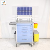 Chariot médical d'urgence professionnel en acier inoxydable, chariot de secours, mobilier hospitalier, chariot à médicaments pour infirmières, 5 tiroirs, moderne