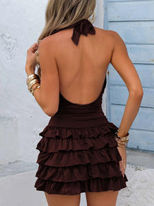 Vestido sin mangas con cuello halter, estilo americano, sexy, ceñido y <span class=keywords><strong>de</strong></span> cintura baja para mujer. - Product Image 5