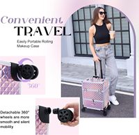 Valise à roulettes pour maquillage, valise professionnelle de cosmétologie sur roulettes