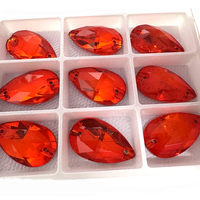 LUCKY Grosir murah kualitas k9 dengan harga terbaik merah muda terang Rhinestone Jahit Tempel Kristal Jahit Tempel Ukuran 17x28mm untuk Gaun