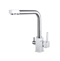DOGO Robinet de cuisine carré en laiton à 3 voies Mélangeur d'eau chaude et froide avec système d'eau par osmose inverse