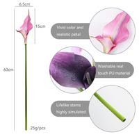 Fabrikverkauf: Künstliche Calla-Lilien mit Doppelblütenblättern im Großhandel, PU-Calla-Lilienstiele für Hotel-Tischdekoration, Floristik und Hochzeits-Mittelstücke