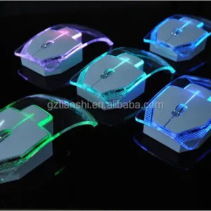 最新モデル05A09透明素材カラフルバルクスパークルコンピューターLEDマウス、最新モデルコンピューターマウス、バルクコンピューターマウス