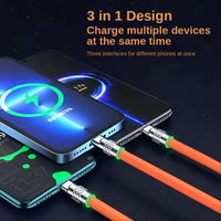 Cable multidispositivo 3 en 1 de 120W al por mayor, material de TPE práctico, núcleo de cobre puro, carga eficiente para el hogar y la Oficina