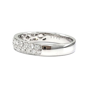 Hong Kong Design de fiançailles élégant 18k or blanc massif avec diamant véritable assorti bague de mariage d'éternité Simple pour les femmes - Product Image 2
