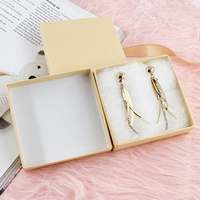 Boîte à bijoux en Carton écologique 3.5x3.5x1 ", Carton Kraft personnalisé, boîte à bijoux fins, boîtes à bijoux en Carton avec coton rempli