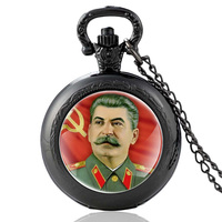 Montre de poche en bronze antique soviétique héros Staline Quartz Vintage Hommes Femmes Pendentif Collier Cadeaux