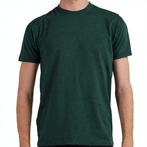 T-shirt décontracté pour homme, vert uni, à manches courtes, col rond, 100 % coton, maille jersey, teinture unie, coupe classique, qualité supérieure, tendance du moment - Product Image 1