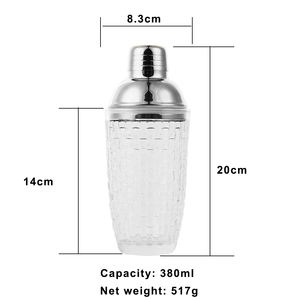 Shakers en verre étanches avec couvercle en acier métallique et passoire intégrée, shaker à <span class=keywords><strong>cocktail</strong></span> en verre à whisky de 380 ml, mélangeur à <span class=keywords><strong>cocktail</strong></span> - Product Image 5