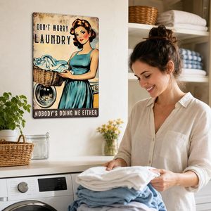 <strong>Laundry</strong> Room Decor, Funny <strong>Laundry</strong> Signs Wall Decor, Don't Worry <strong>Laundry</strong> Vintage Metal <strong>Sign</strong> for Bathroom Mudroom Drying Area - Product Image 6