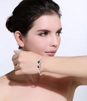 Mode féminine Bracelet pierre vert émeraude de haute qualité Bracelet connecté chaîne à la main