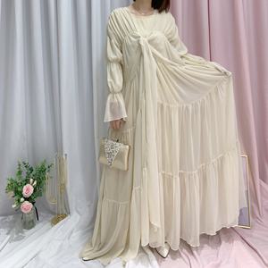 Robe maxi en mousseline de soie à manches longues, design élégant et doux, vêtements islamiques pour filles, abaya ouverte pour femmes musulmanes 2022 - Product Image 1