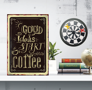 Café maison BAR PUB décor mural en métal signe en étain <span class=keywords><strong>vintage</strong></span> noir café menu en étain signes rétro en métal assiettes en étain affiche en métal - Product Image 5
