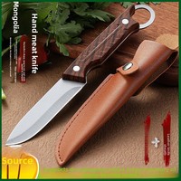 Couteau de poche rétro portable en acier série 3Cr, couteau à viande ambidextre, couteau à désosser droit multi-usage pour l'extérieur