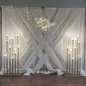 Tenda Decorativa di Lusso in Seta Ghiaccio Bianca con Drappeggi Ondulati per Eventi e Matrimoni - Product Image 3