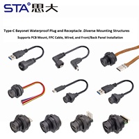 Connecteur USB-C 3.1 étanche IP67, prise aviation femelle vers mâle, câble FPC, adaptateur de montage sur panneau PCB double femelle