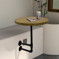 Petite table d'appoint murale de style industriel rétro avec cadre en fer forgé et plateau en bois de caoutchouc pour les salons de thé, les pâtisseries et les cafés