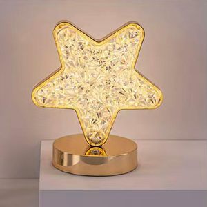 Crystal Rechargeable <b>LED</b> Cordless Moon <b>Star</b> Table Lamp Gold 3-Color Temperature Touch Control Nordic Modern Restaurant Portable - Product Image 4