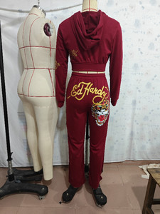 Baskılı mektup tasarım kırpma üstleri eşofman iki parçalı setleri kadın 2024 sonbahar tarzı kıyafetler sokak giyim Legging setleri - Product Image 5