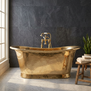 Bañera Independiente de Latón de Lujo Moderna con Función de Remojo Integrada y Drenaje Ecológico para Artesanías del Hogar Indio - Product Image 3