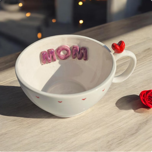 <span class=keywords><strong>Tasse</strong></span> en céramique pour <span class=keywords><strong>maman</strong></span> <span class=keywords><strong>Tasse</strong></span> à café faite à la main avec poignée en forme de cœur Fête des mères, cadeau d'anniversaire pour <span class=keywords><strong>maman</strong></span> Lettres de <span class=keywords><strong>maman</strong></span> violettes | Passe au lave-vaisselle - Product Image 2