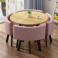 Chaise de table épaissie en fer de réception simple à la mode garde-manger de bureau table et chaises en bois texturées en marbre rond