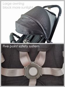 Adjustable Directi Foldable Aluminum Alloy Pushchair Baby <b>Stroller</b> with Bassinet Toddler Featuring Adjustable Backrest - Product Image 3