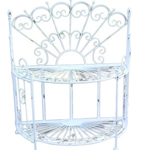 Portavasi <span class=keywords><strong>da</strong></span> Esterno in Ferro Battuto a Due Livelli, Semicircolare, Bianco, Stile Francese Minimalista, per <span class=keywords><strong>Balcone</strong></span> e Giardino, per <span class=keywords><strong>Piante</strong></span> Grasse e Fiori - Product Image 5