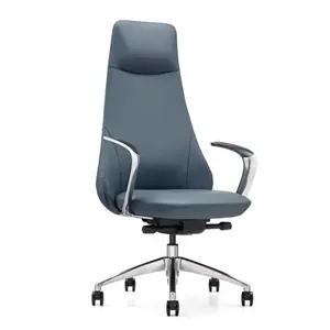 现代高背廉价家具定制可调旋转躺椅人体工程学头枕优质真皮车轮办公椅