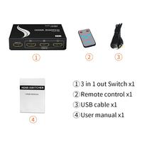 Conmutador HDMI 4K 30HZ 3 en 1 Salida, Conmutador HDMI MT-VIKI 3x1 con Control Remoto IR